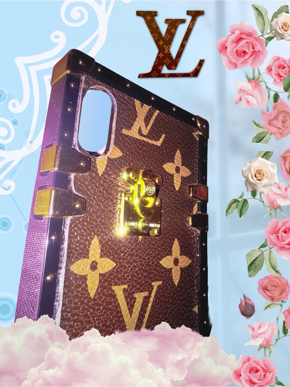 Designer Pattern Brown/Gold Phone Case with Black Trim & Gold Accents — iPhoneXS